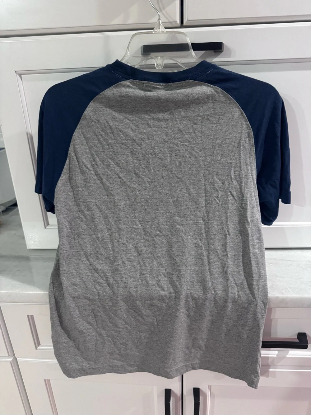 Nike Grey and Navy Raglan Kids Tee with B Logo